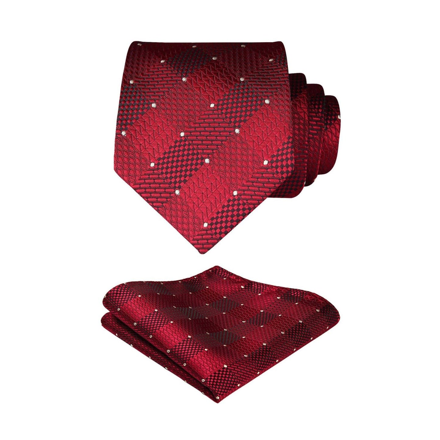 Hisdern Dark Red Plaid Wedding Accessories Set