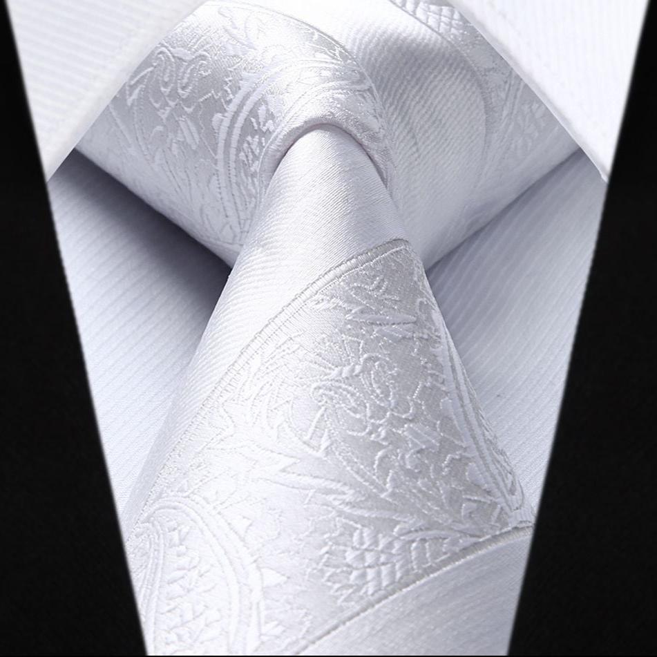 Hisdern White Paisley Tie Set For Groomsmen