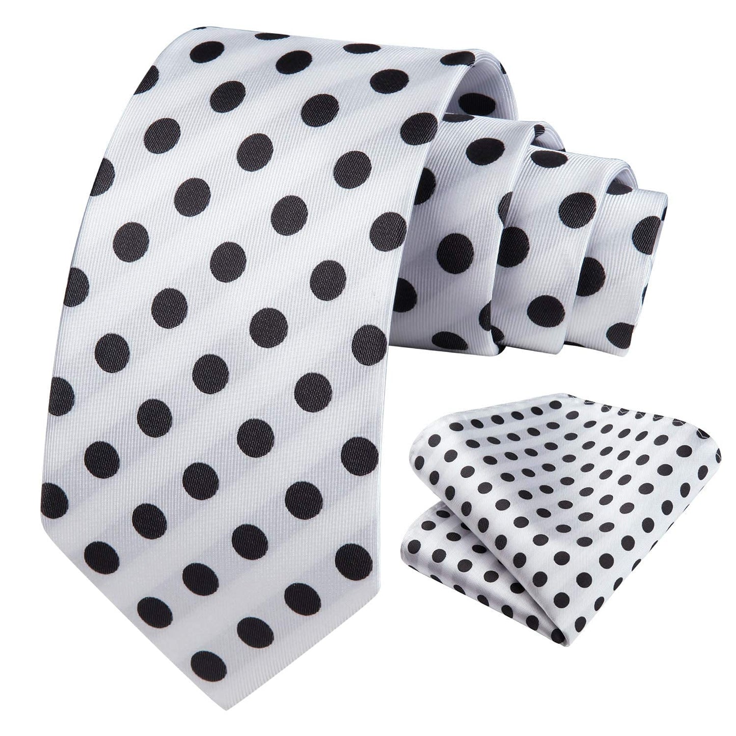 Hisdern White Polka Dot Print Tie Set For Formal Events
