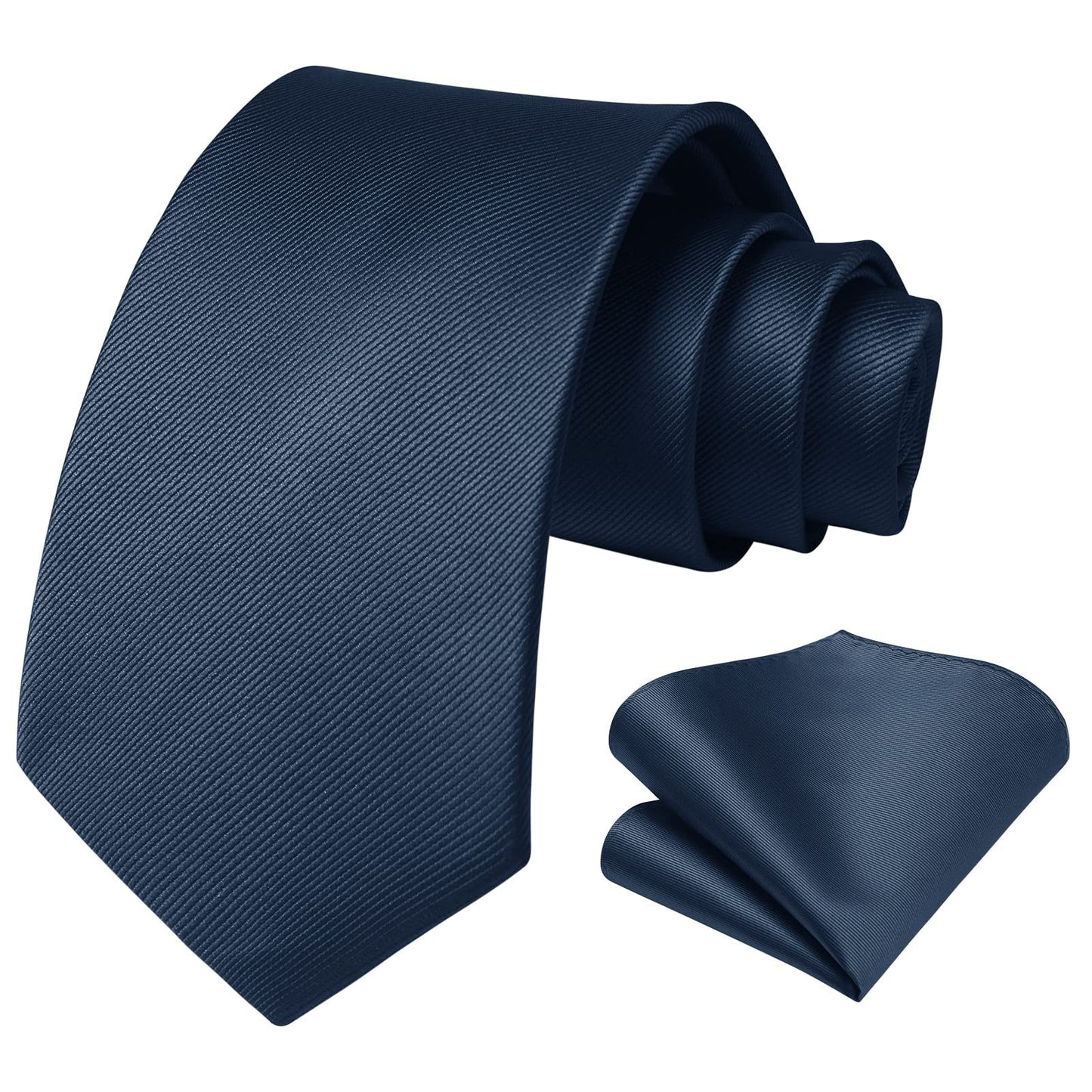 Hisdern Navy Blue Solid Men’s Tie Set for Formal & Wedding