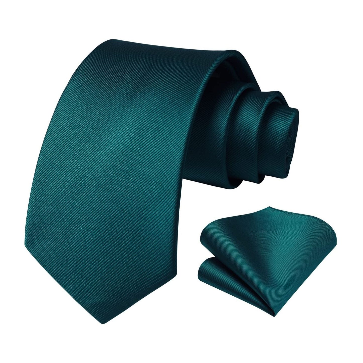 Hisdern Teal Solid Men’s Tie Set for Formal & Wedding