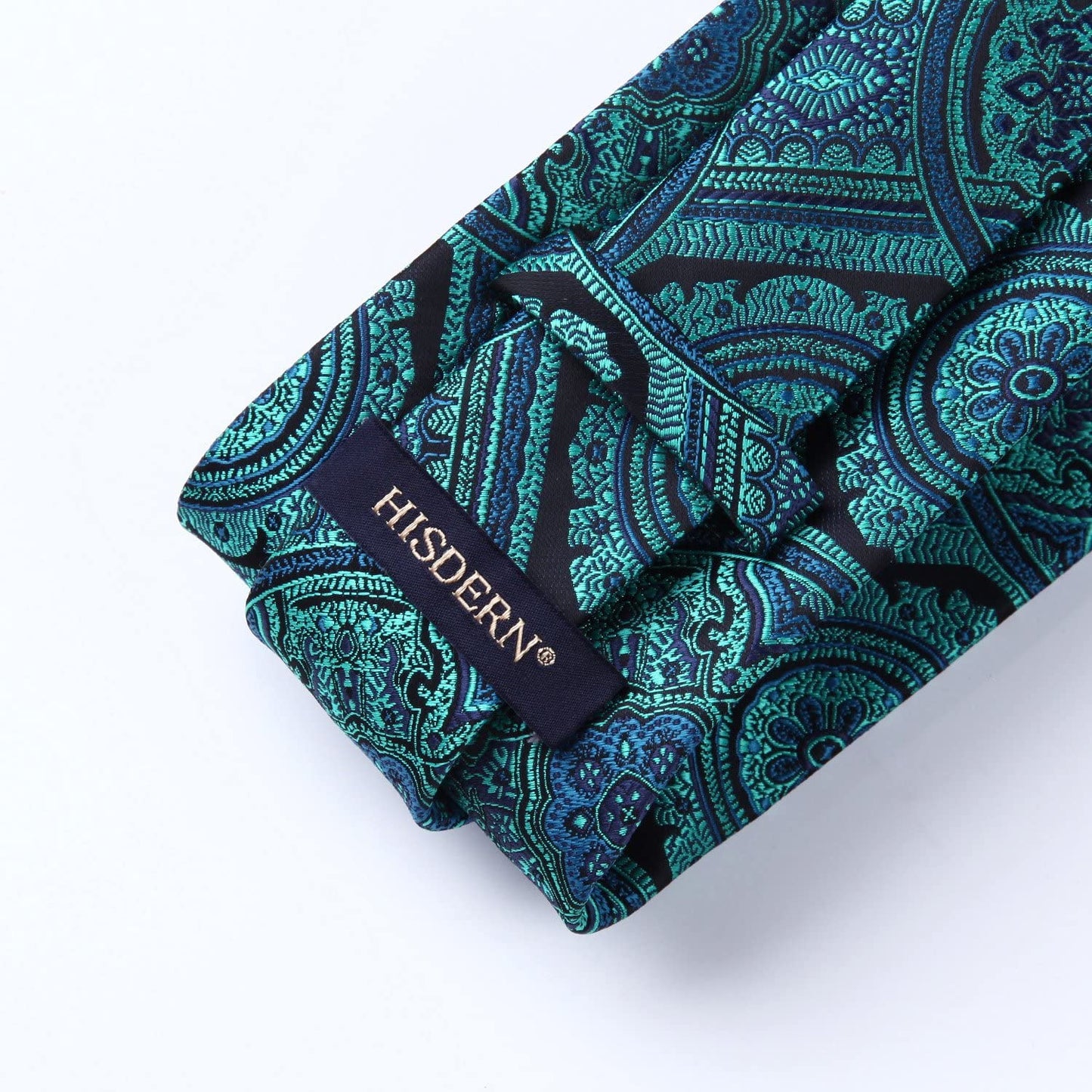 Hisdern Aqua Green Paisley Tie Set For Groomsmen