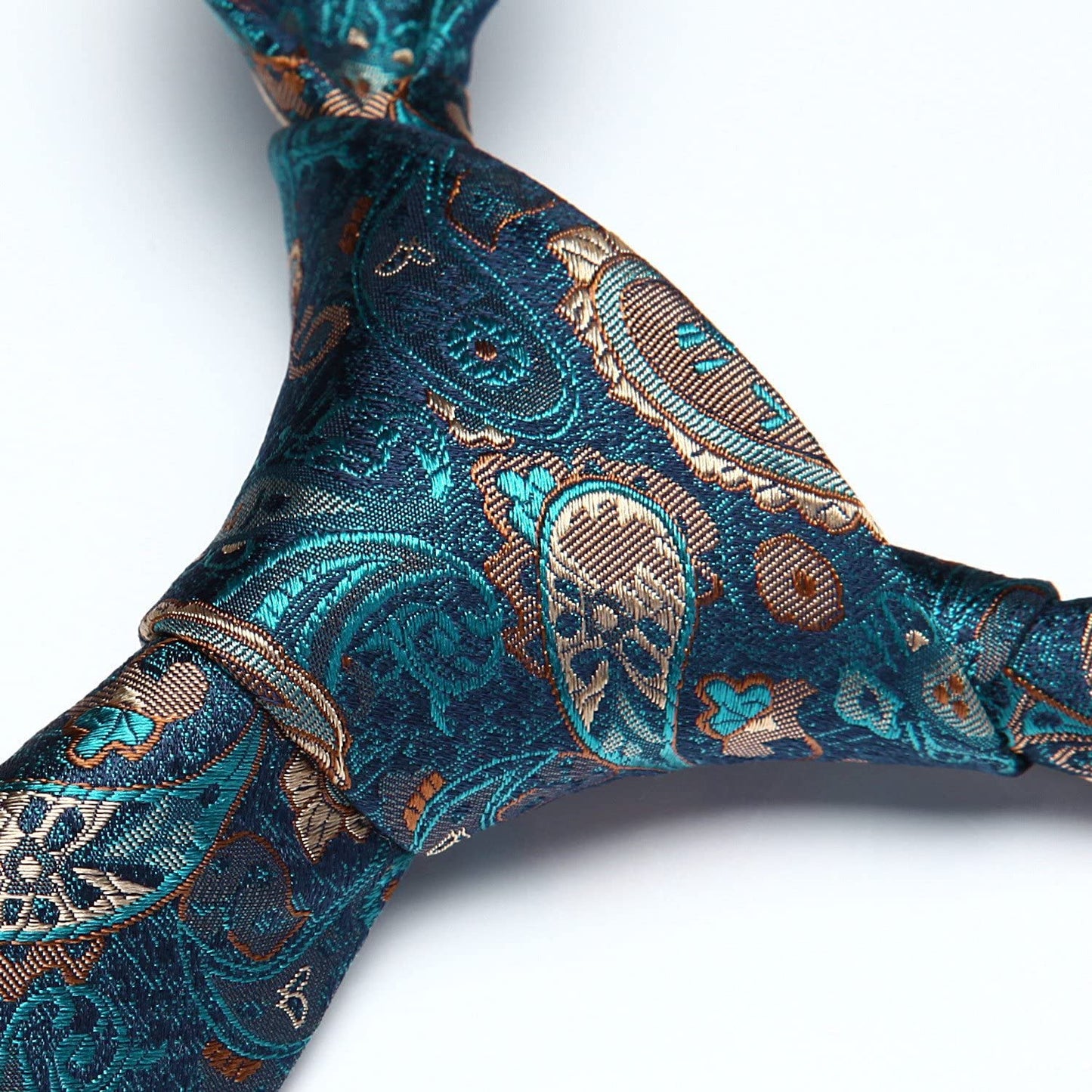 Hisdern Green Gold Paisley Tie Set For Groomsmen