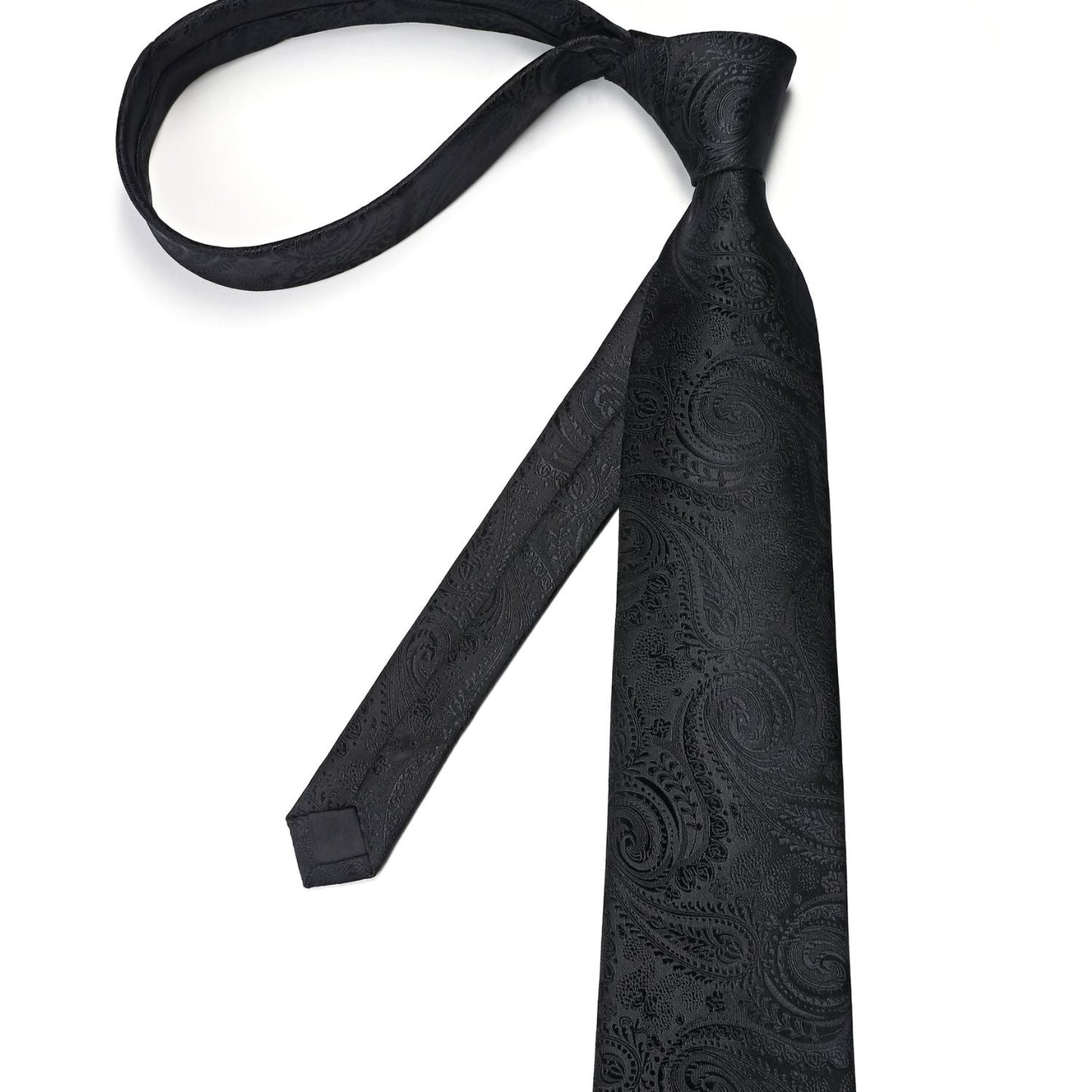 Hisdern Black Paisley Wedding Accessories Set with Cufflinks