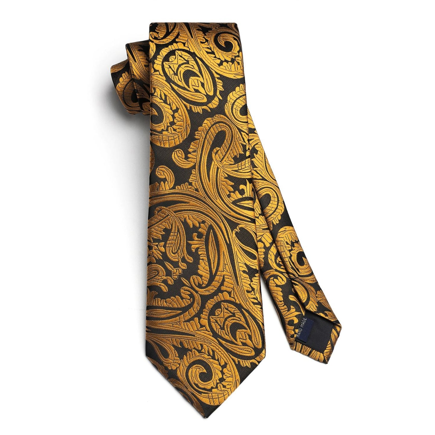 Hisdern Orange Black Purple Paisley Tie Set For Groomsmen