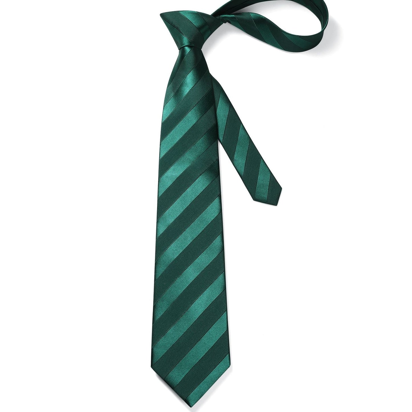 Hisdern Green Striped Business Tie Set