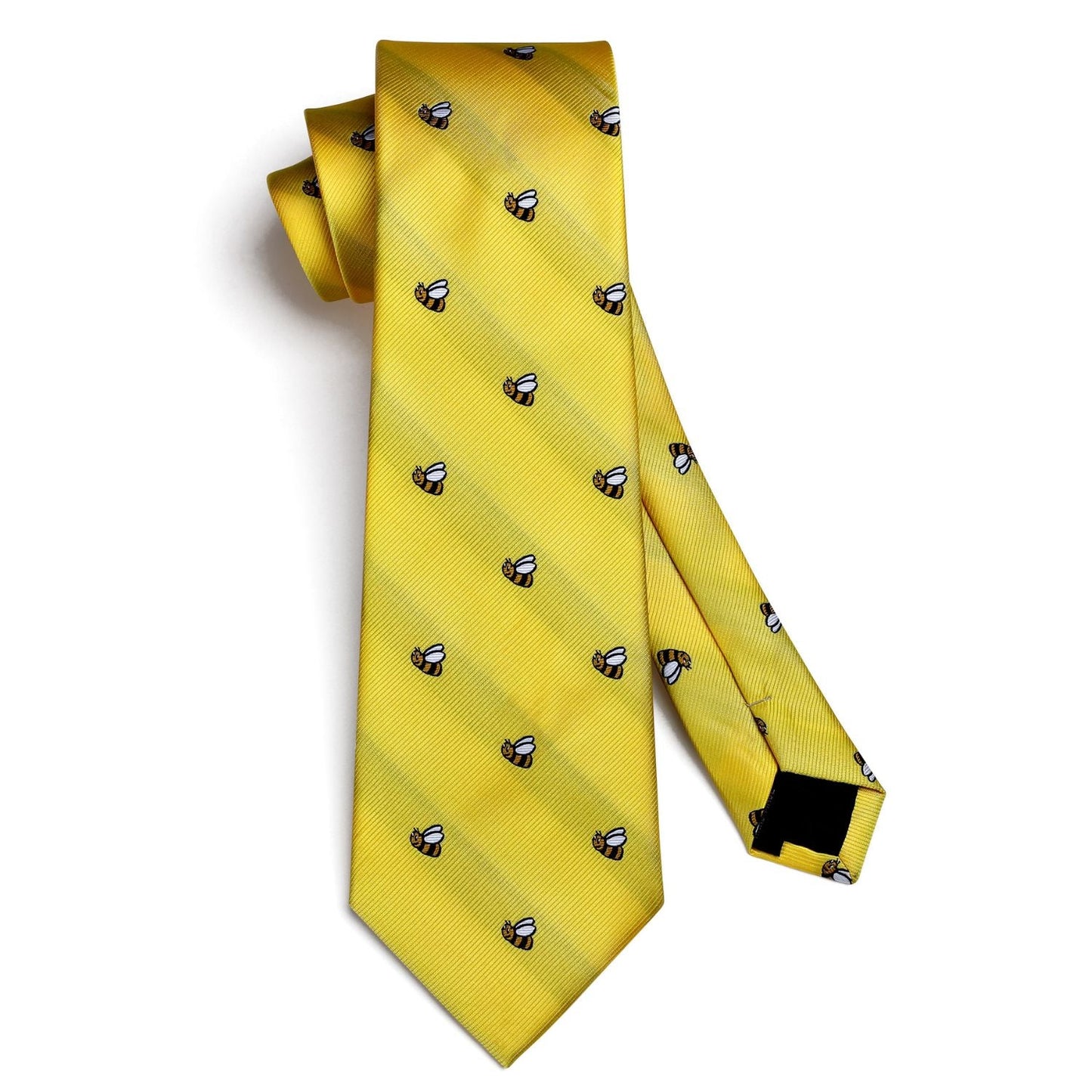 Hisdern Yellow Bee Cute Print Pattern Tie Set