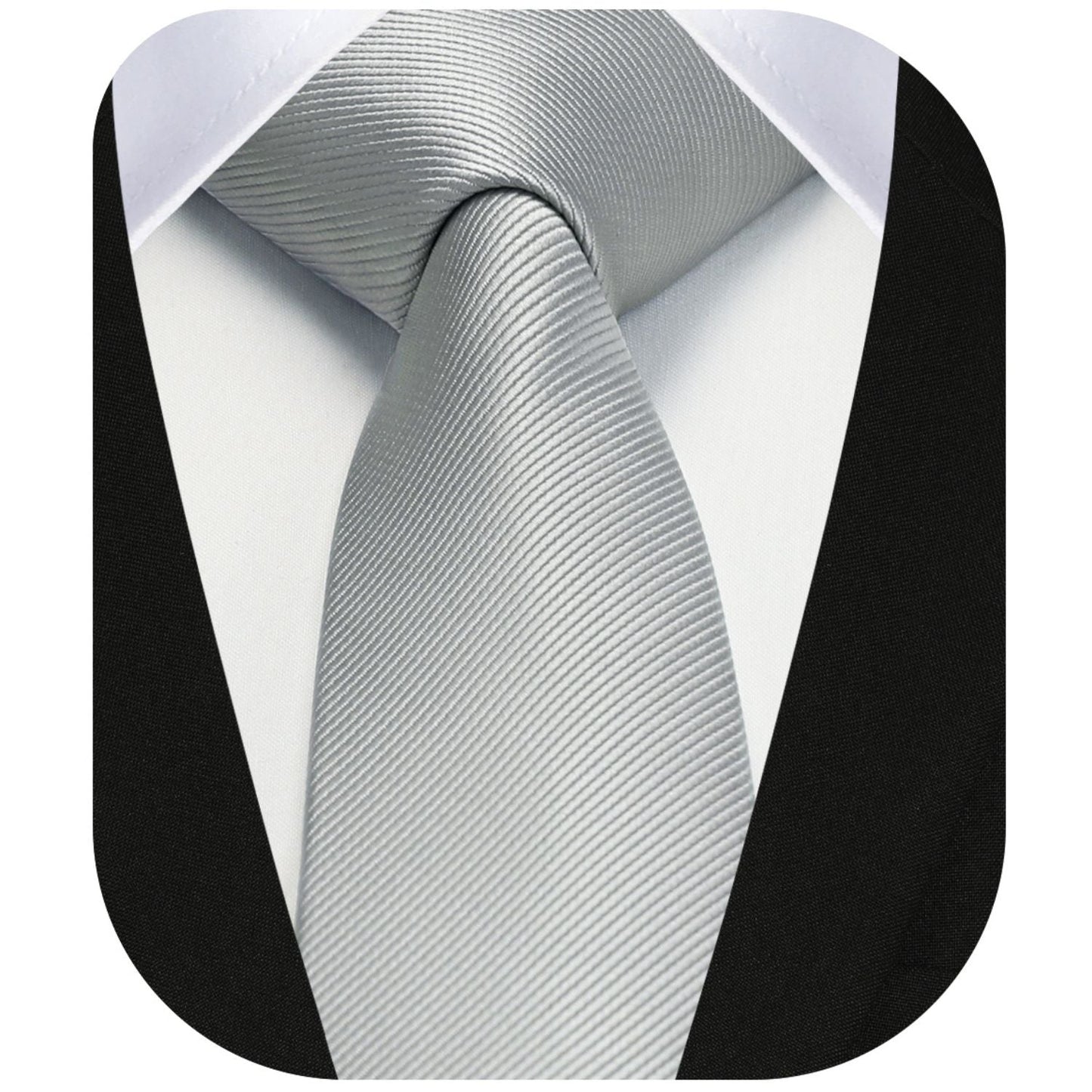 Hisdern Solid Print Skinny Tie Slim 2.4'' Formal Light Grey Wedding Tie