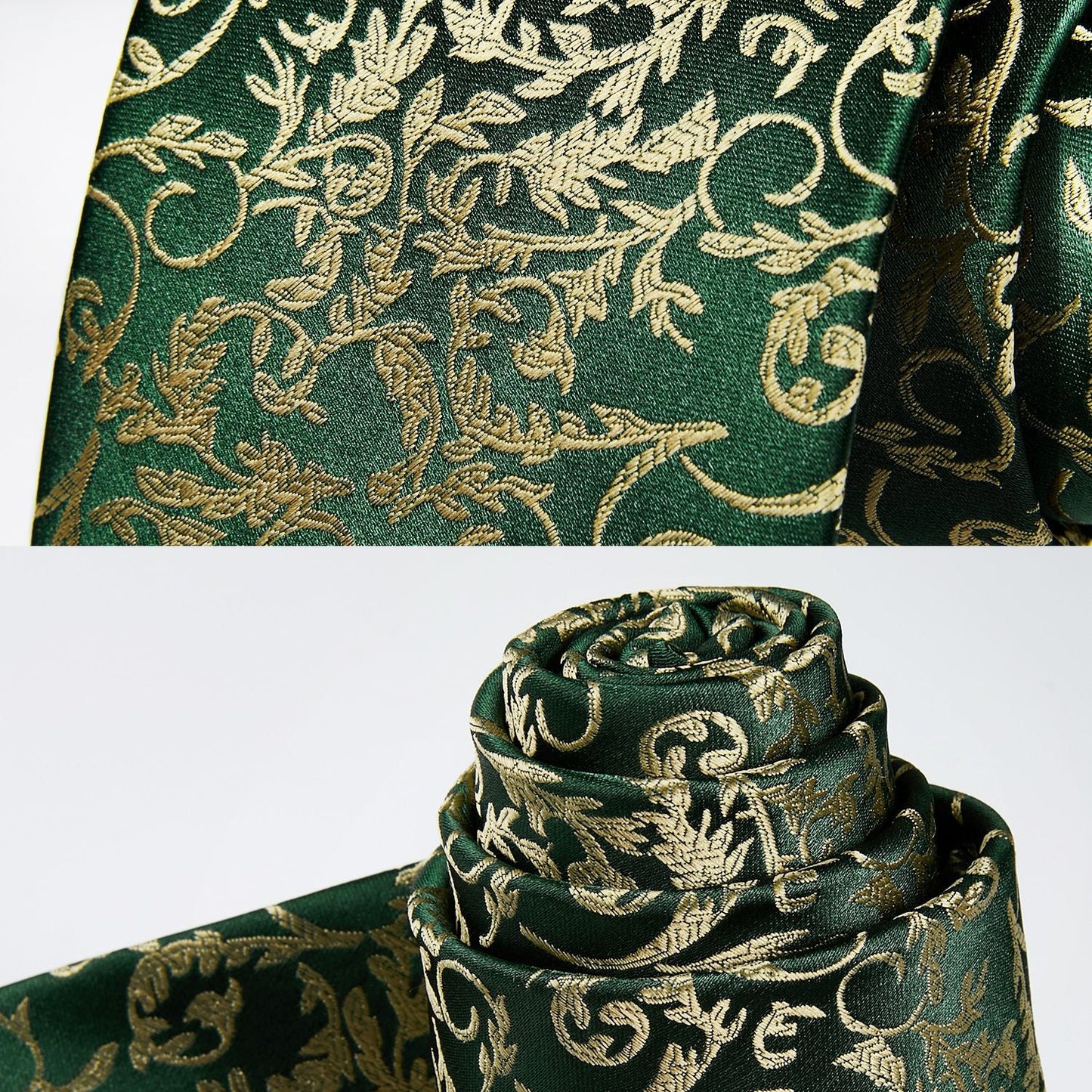 Hisdern Green Paisley Tie Set For Formal Wear