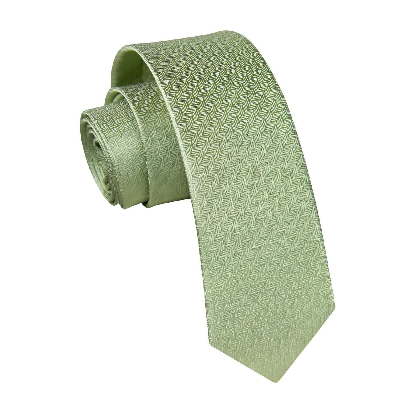 Hisdern Houndstooth Print Skinny Tie Slim 2.17'' Formal Sage Green Wedding Tie