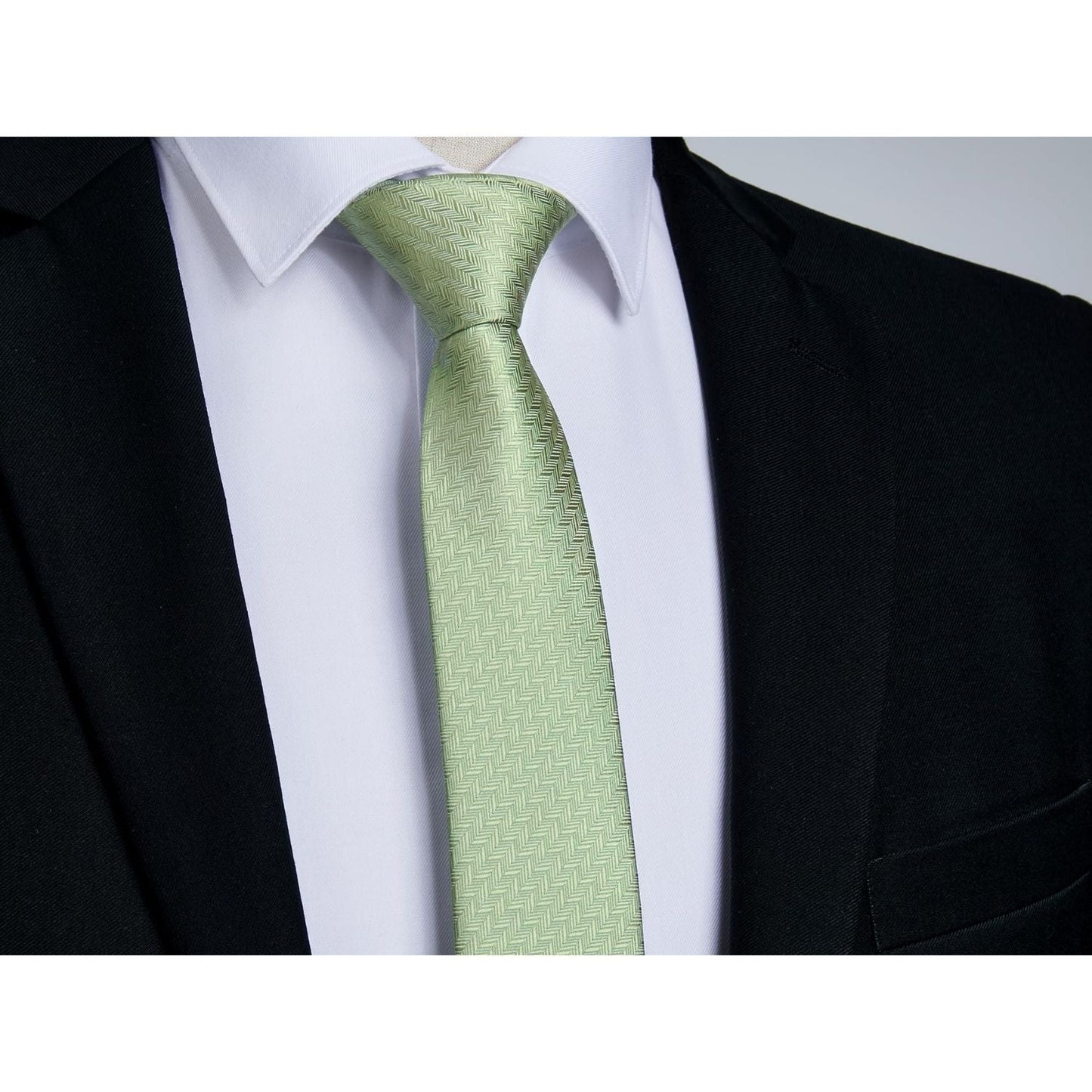 Hisdern Houndstooth Print Skinny Tie Slim 2.17'' Formal Sage Green Wedding Tie