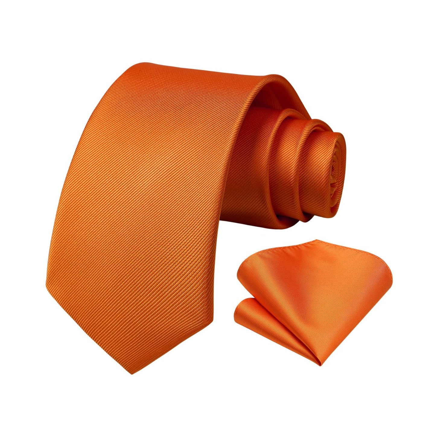 Hisdern Orange Solid Men’s Tie Set for Formal & Wedding