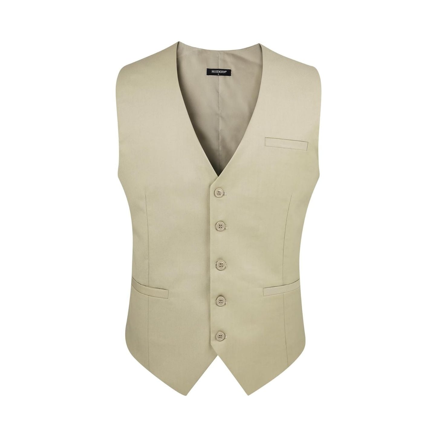 Hisdern Men's Beige Satin Suit Vest Formal Wear