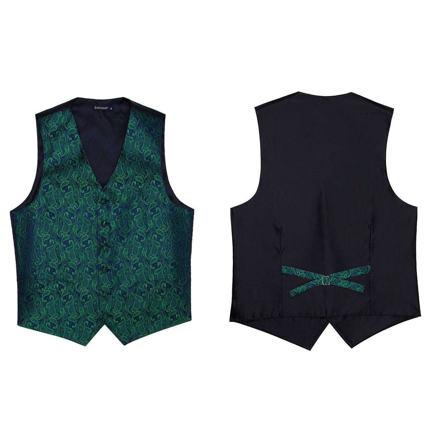 Hisdern Green Silk-Back Dress Vest for the Wedding