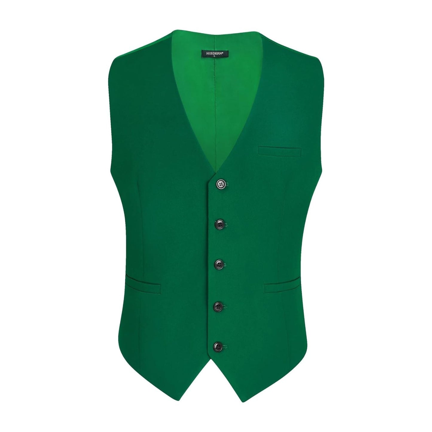 Hisdern Men's Green Satin Suit Vest Formal Wear