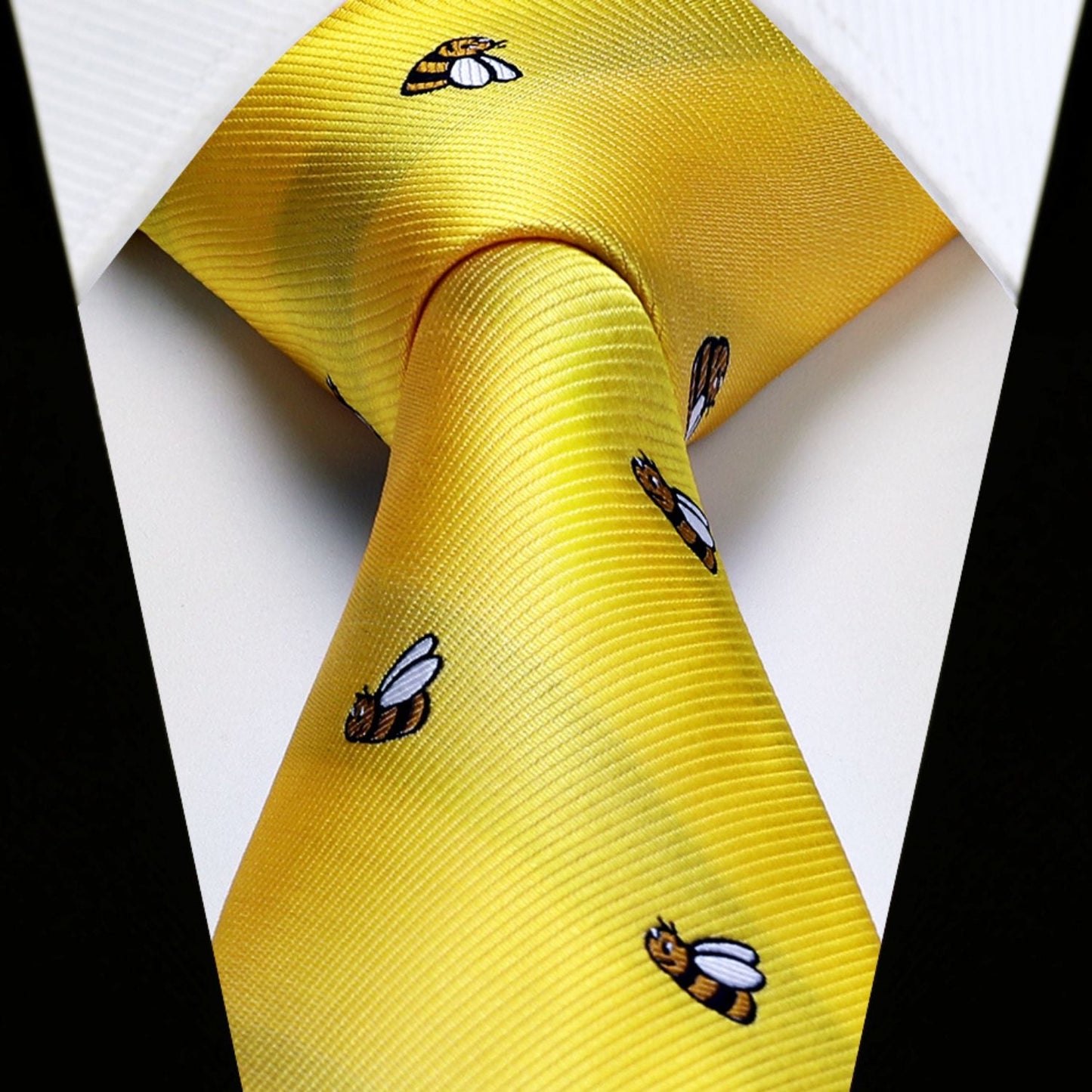 Hisdern Yellow Bee Cute Print Pattern Tie Set