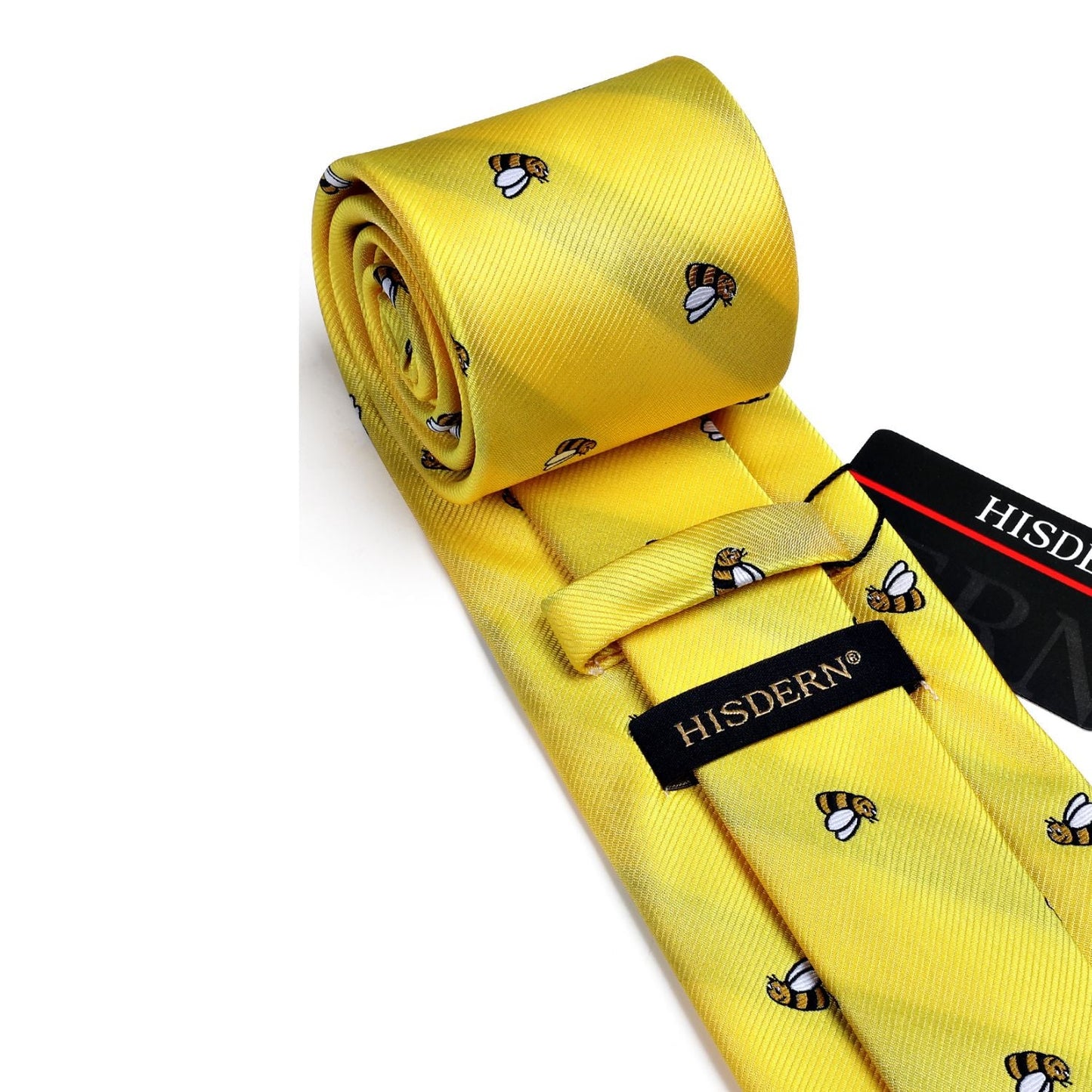 Hisdern Yellow Bee Cute Print Pattern Tie Set