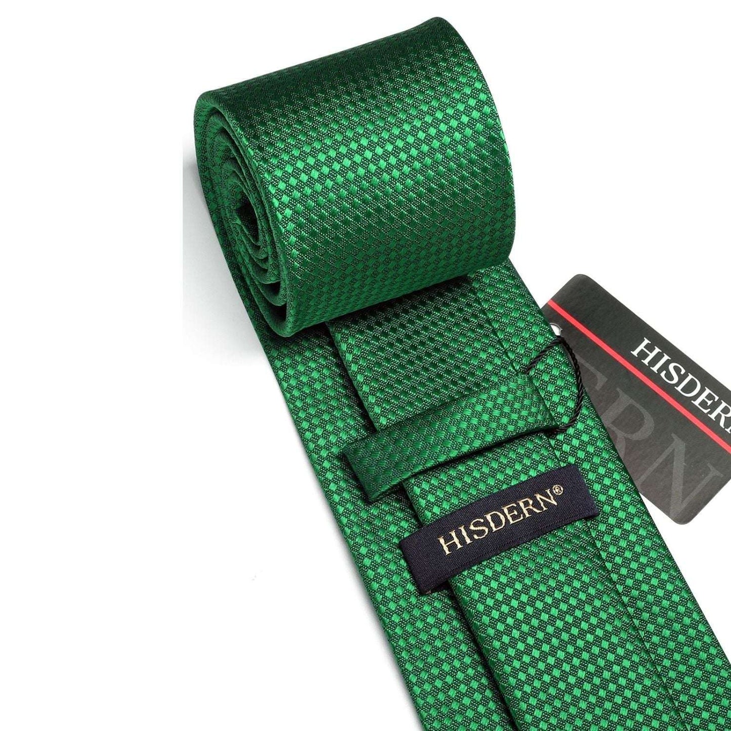 Hisdern Green Plaid Pocket Square With Matching Tie