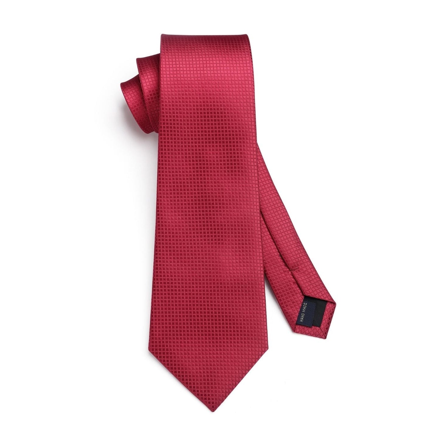 Hisdern Red Plaid Pocket Square With Matching Tie