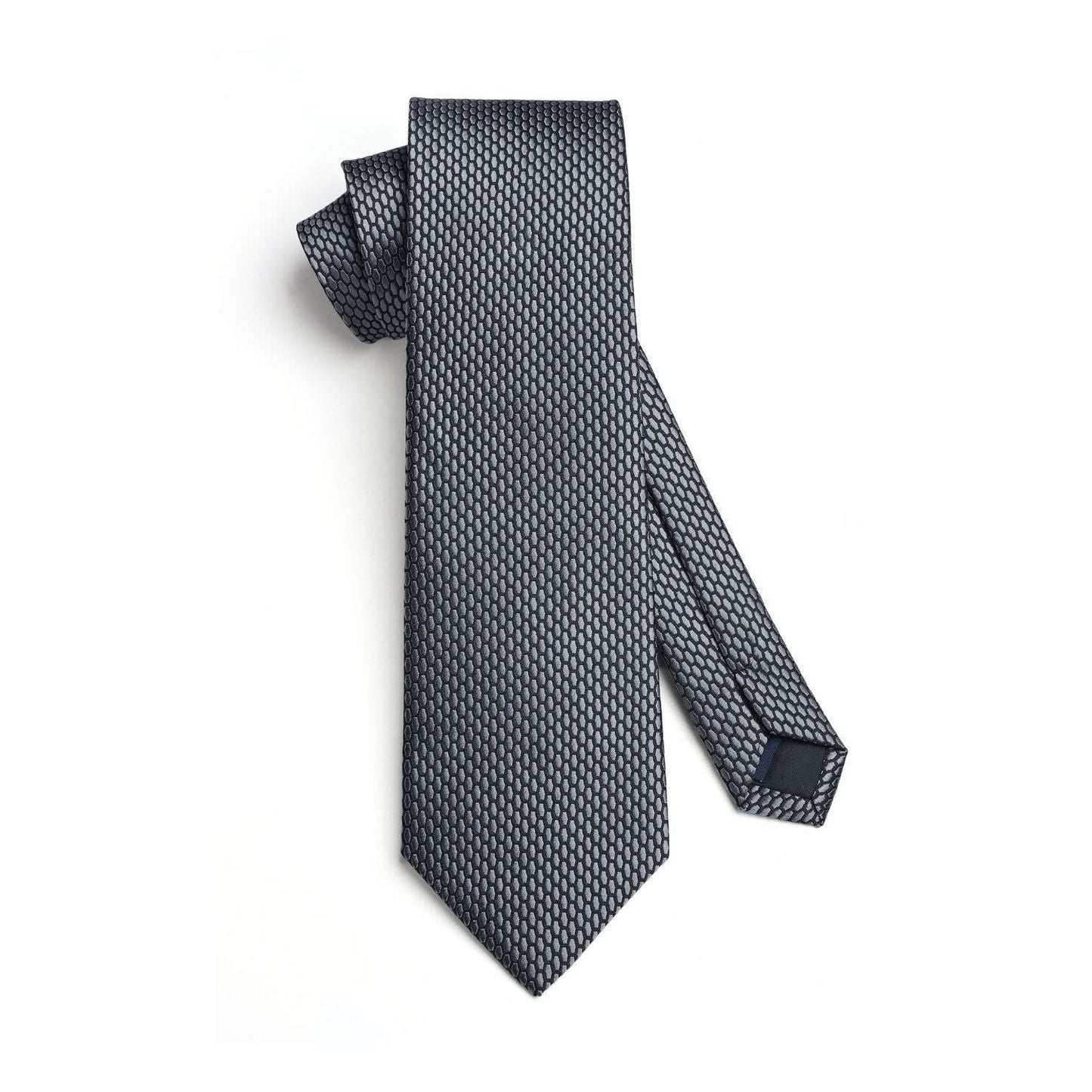 Hisdern Grey Plaid Pocket Square With Matching Tie