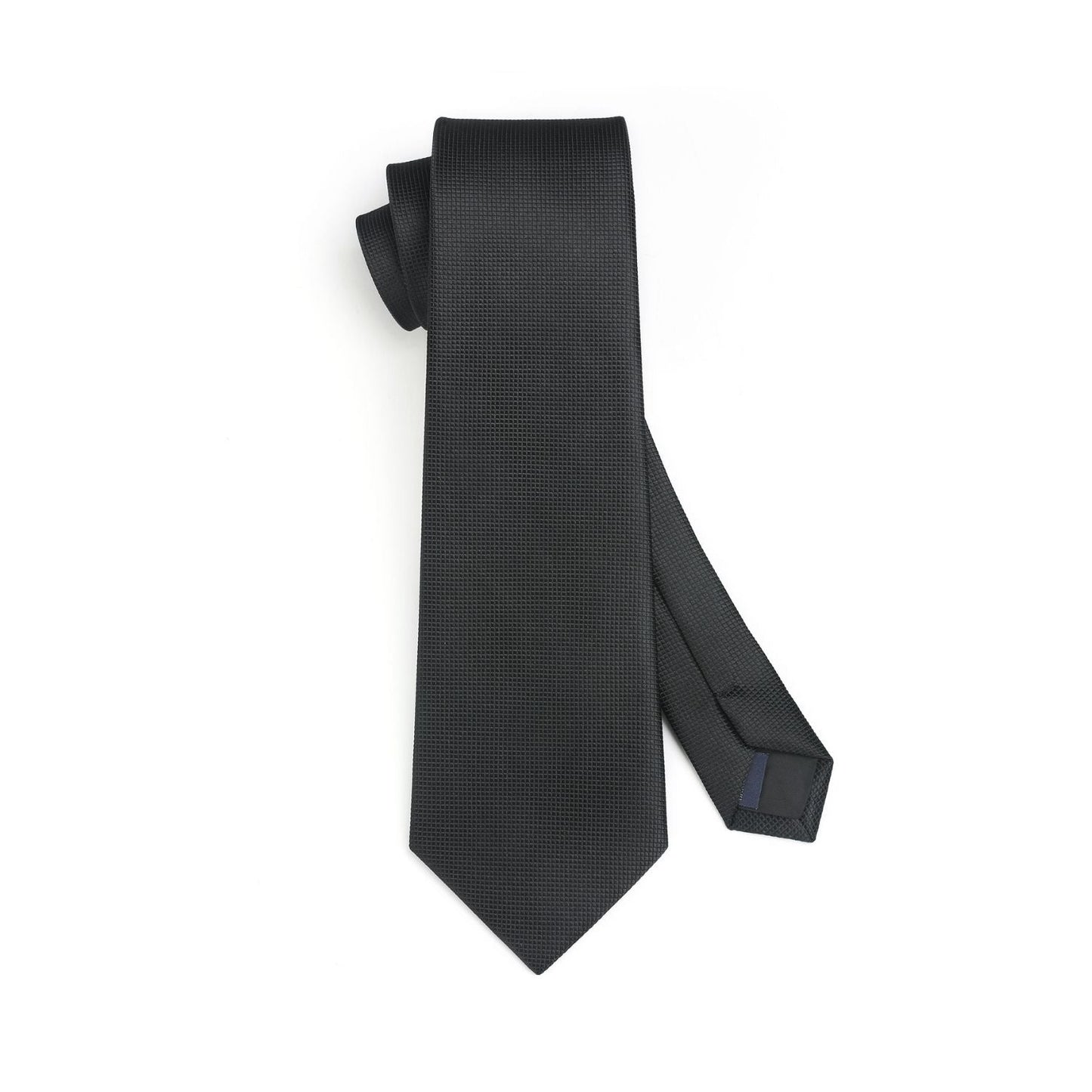 Hisdern Black Plaid Pocket Square With Matching Tie