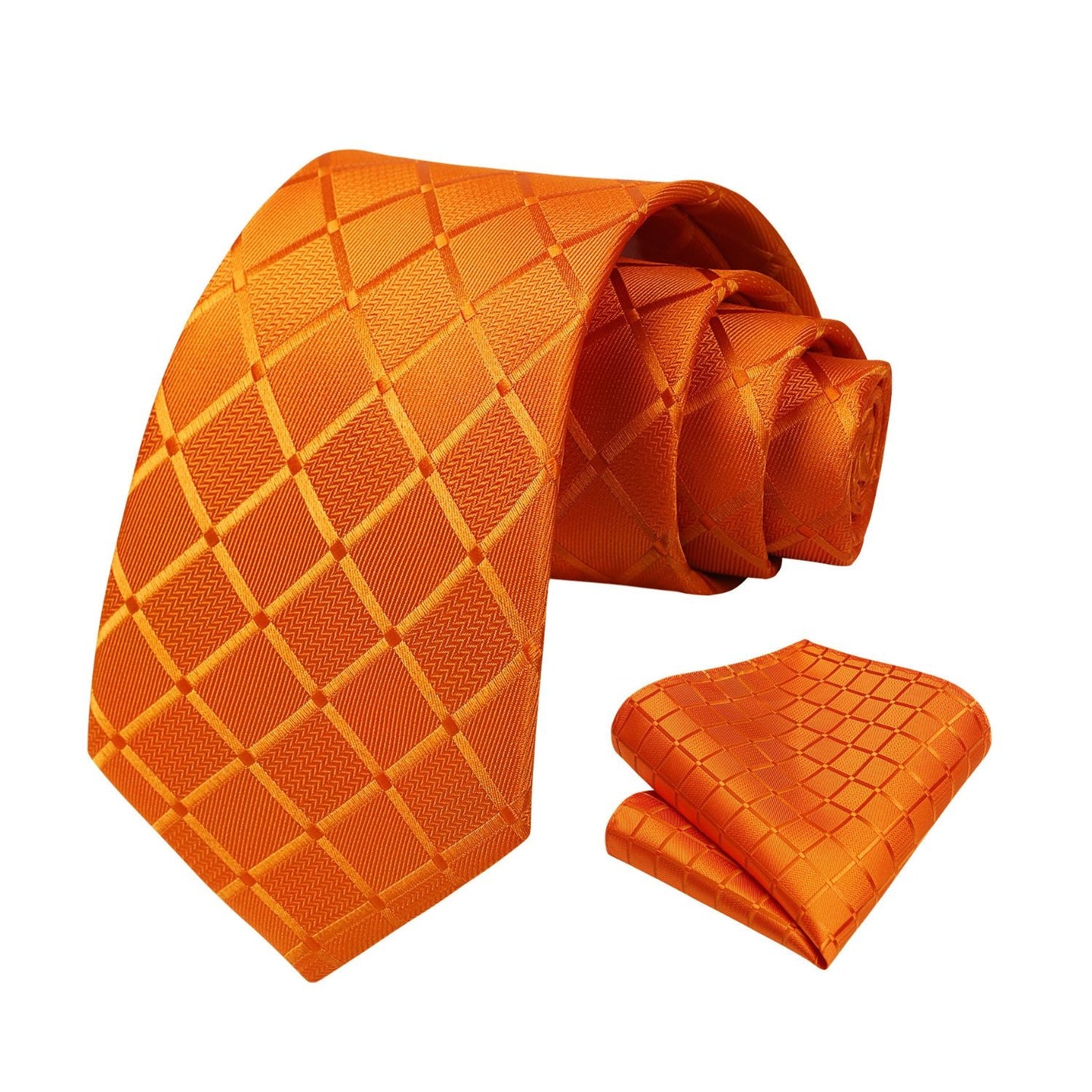 Hisdern Orange Plaid Wedding Accessories Set