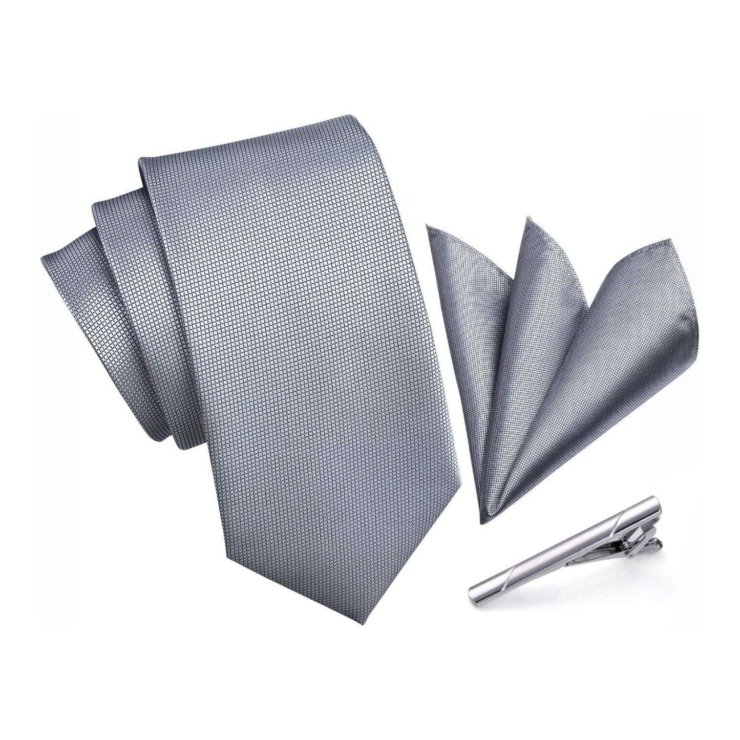 Hisdern Grey Plaid Wedding Accessories Set With Clip