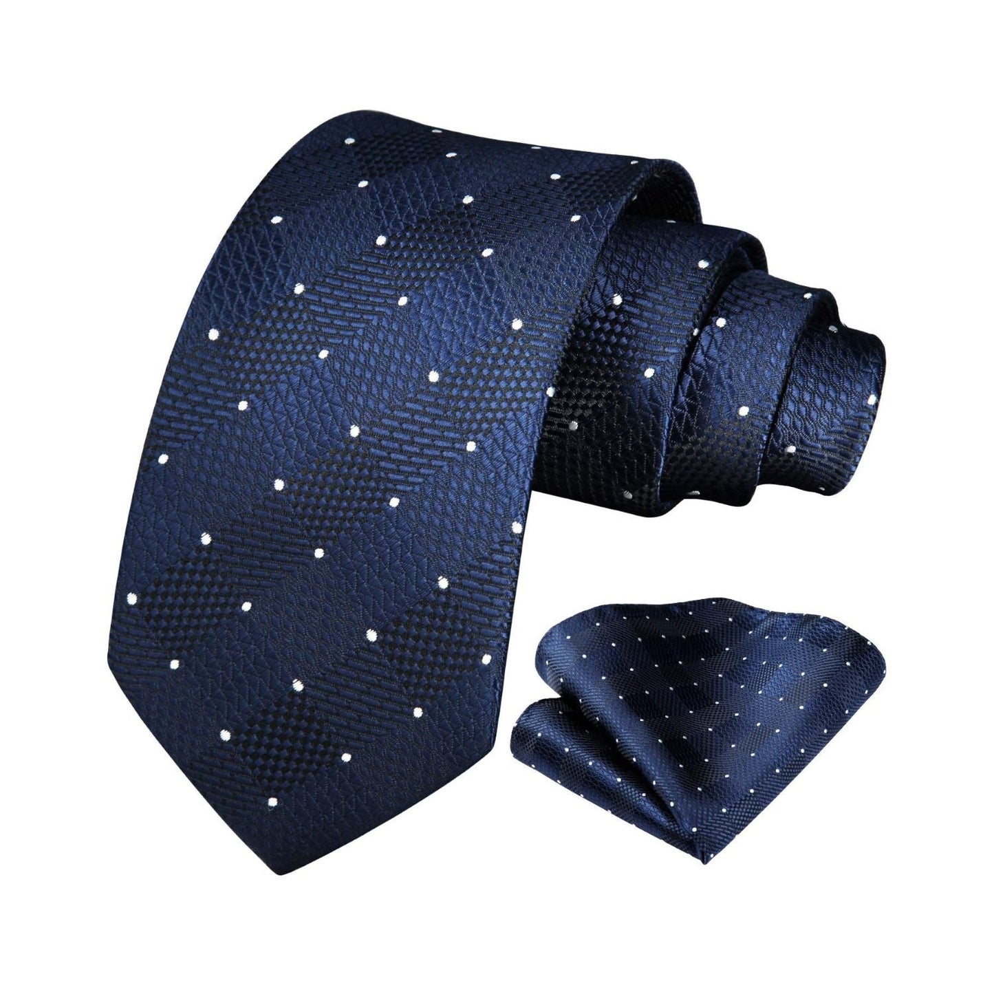 Hisdern Navy Blue White Plaid Wedding Accessories Set
