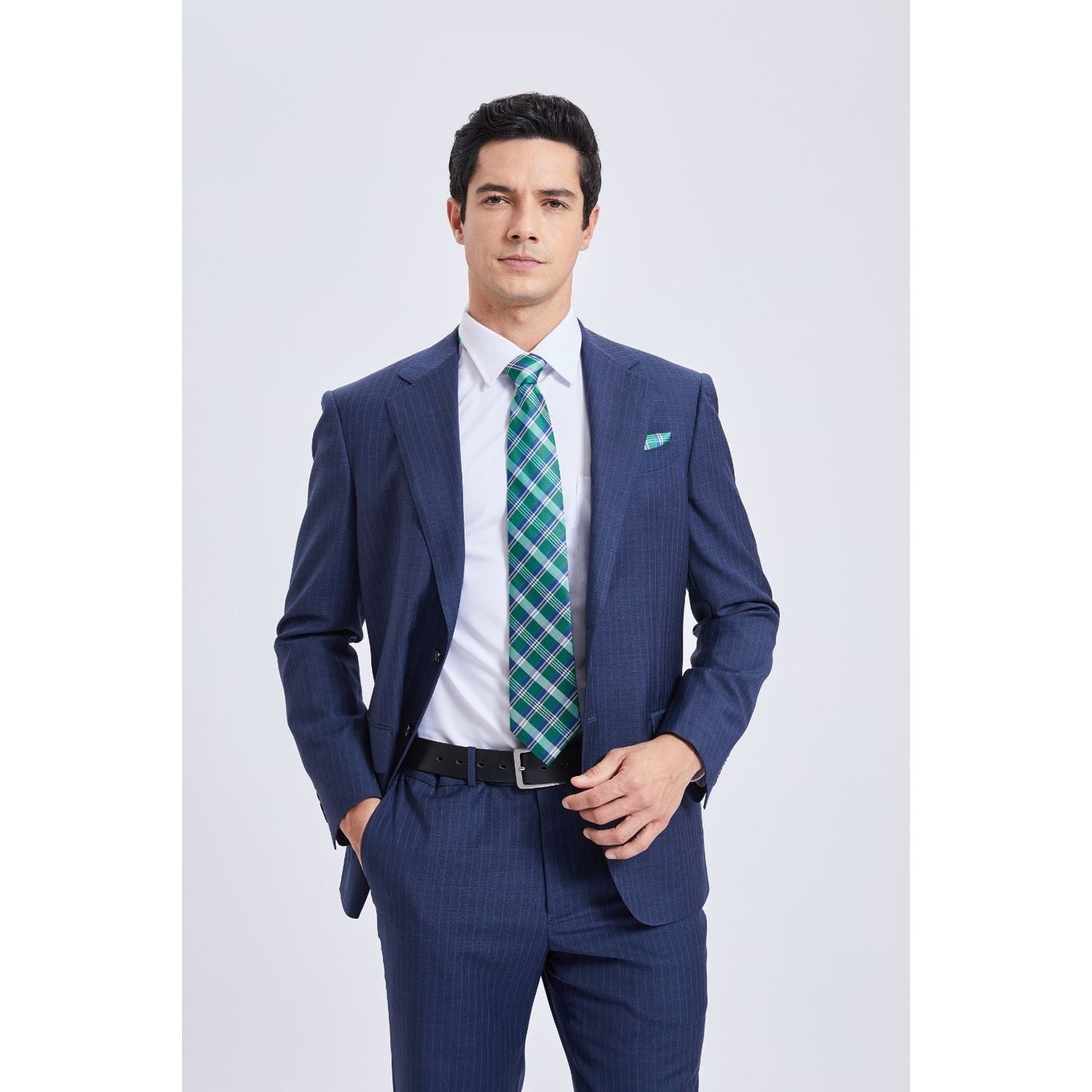 Hisdern Green Plaid Tie Set For Groomsmen