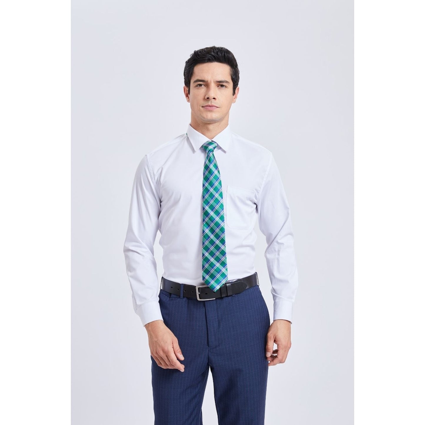 Hisdern Green Plaid Tie Set For Groomsmen