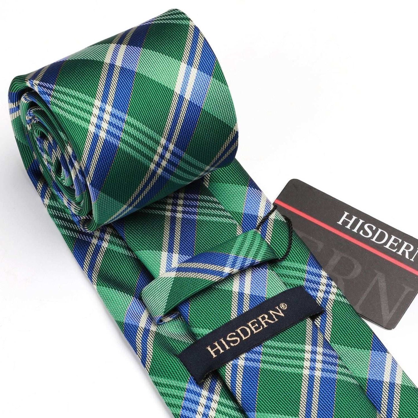 Hisdern Green Plaid Tie Set For Groomsmen