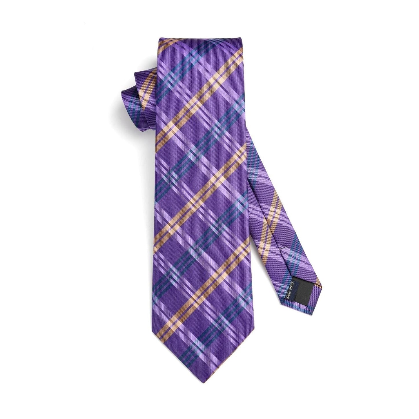 Hisdern Purple Plaid Tie Set For Groomsmen