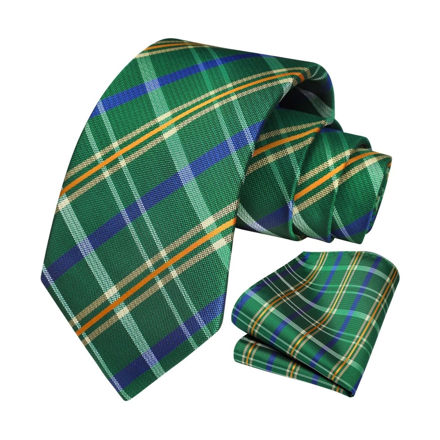 Hisdern Green Plaid Tie Set For Groomsmen