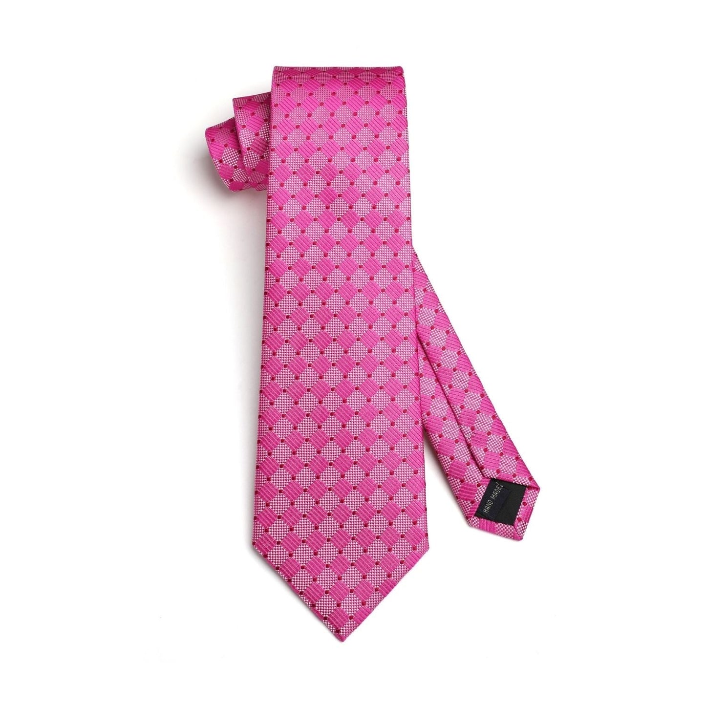 Hisdern Pink Plaid Tie Set For Groomsmen