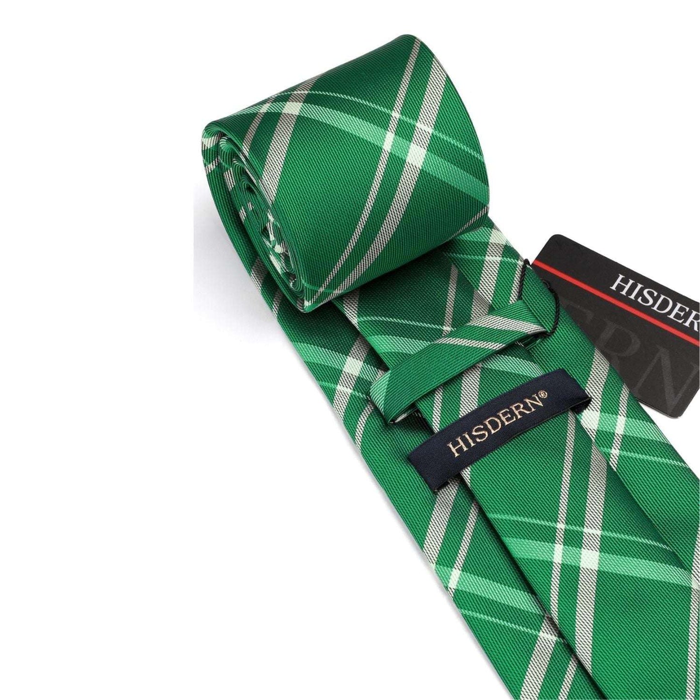 Hisdern Green Plaid Tie Set For Groomsmen