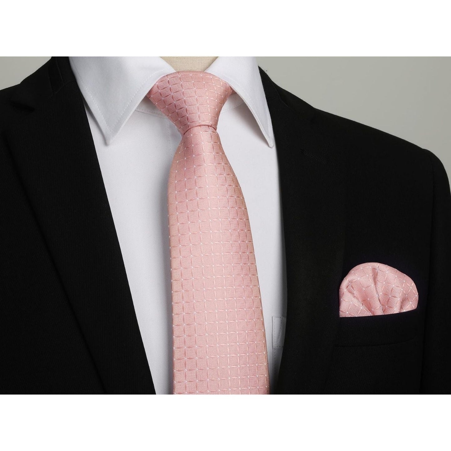 Hisdern Blush Pink Plaid Tie Set For Groomsmen