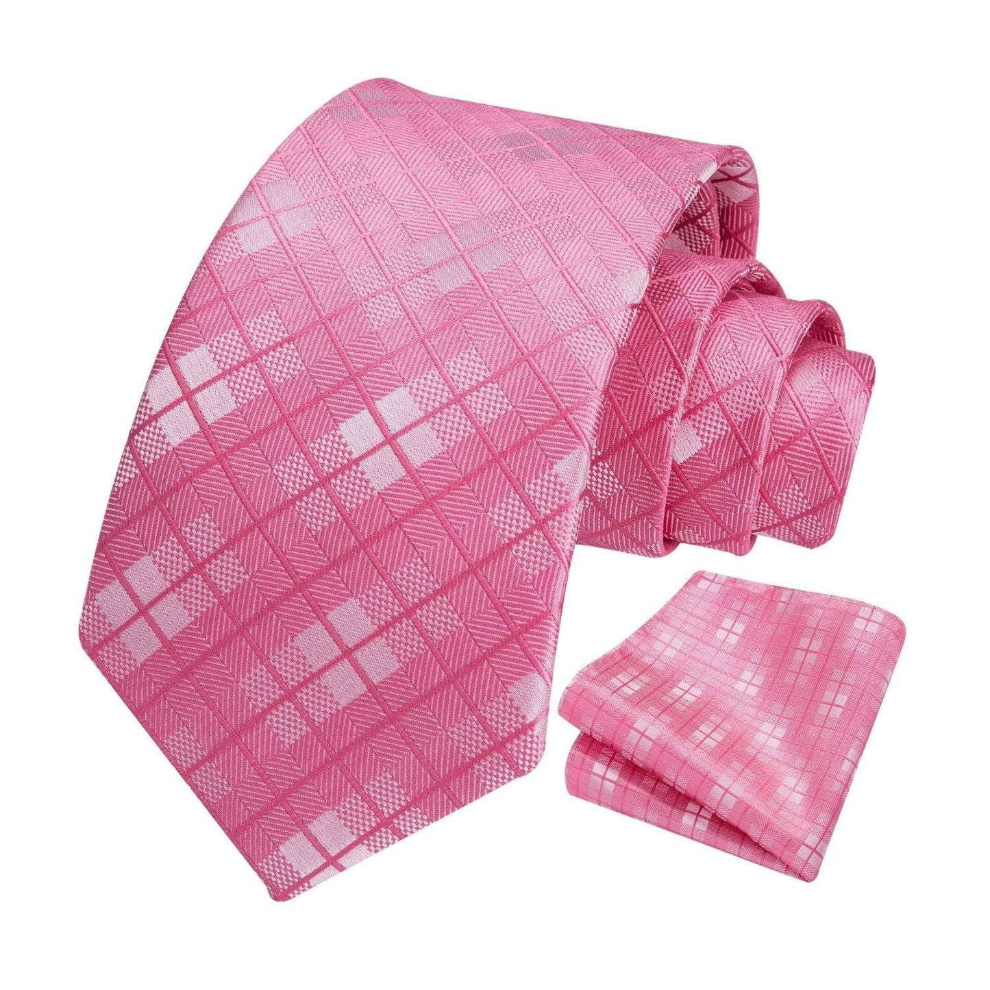Hisdern Pink Plaid Wedding Accessories Set