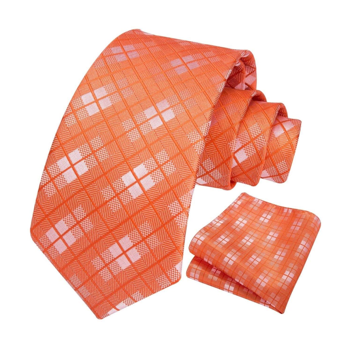 Hisdern Orange Plaid Wedding Accessories Set