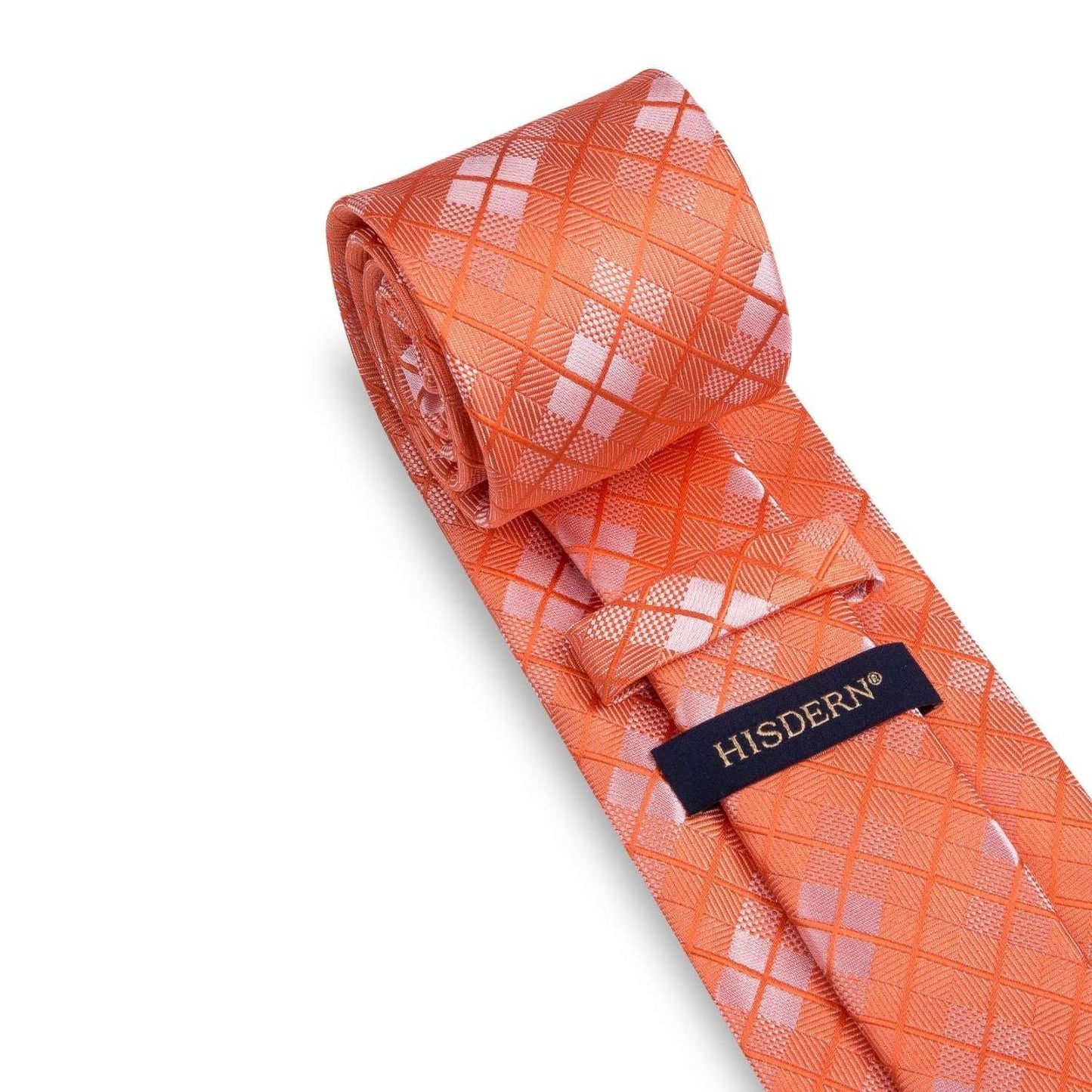 Hisdern Orange Plaid Wedding Accessories Set