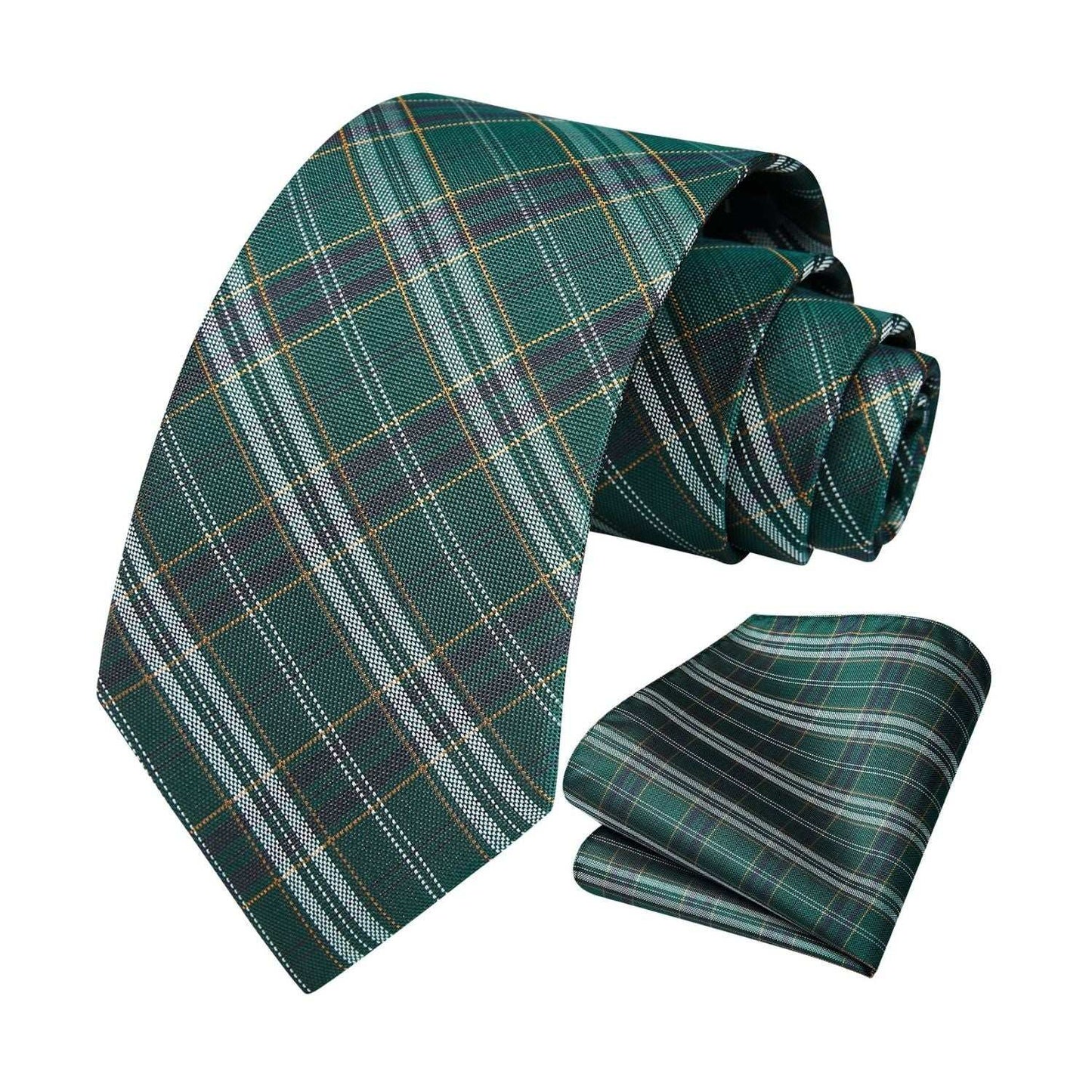 Hisdern Green Plaid Business Tie Set