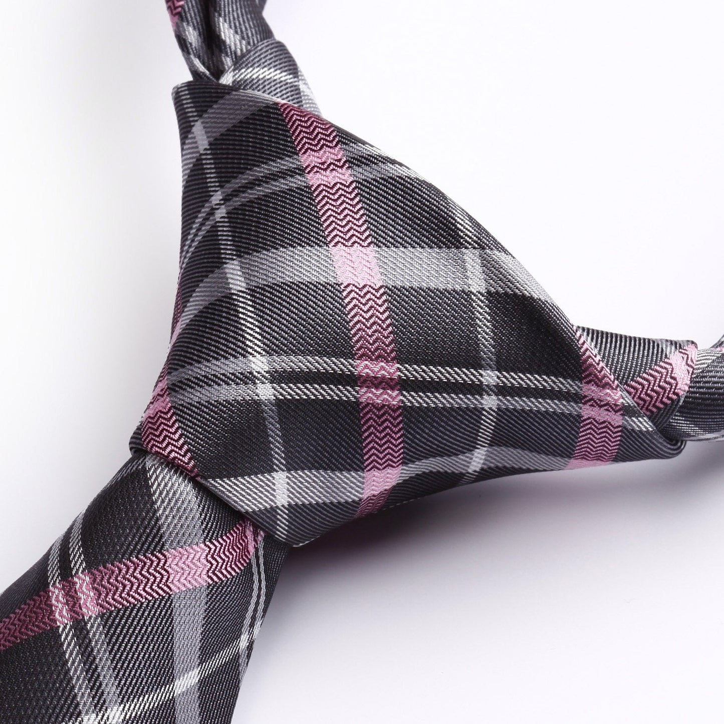 Hisdern Pink Plaid Tie Set For Groomsmen