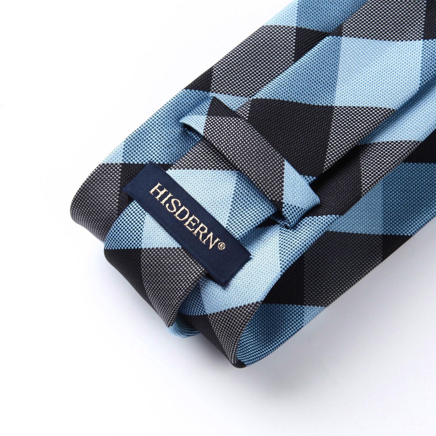 Hisdern Blue Black Plaid Business Tie Set