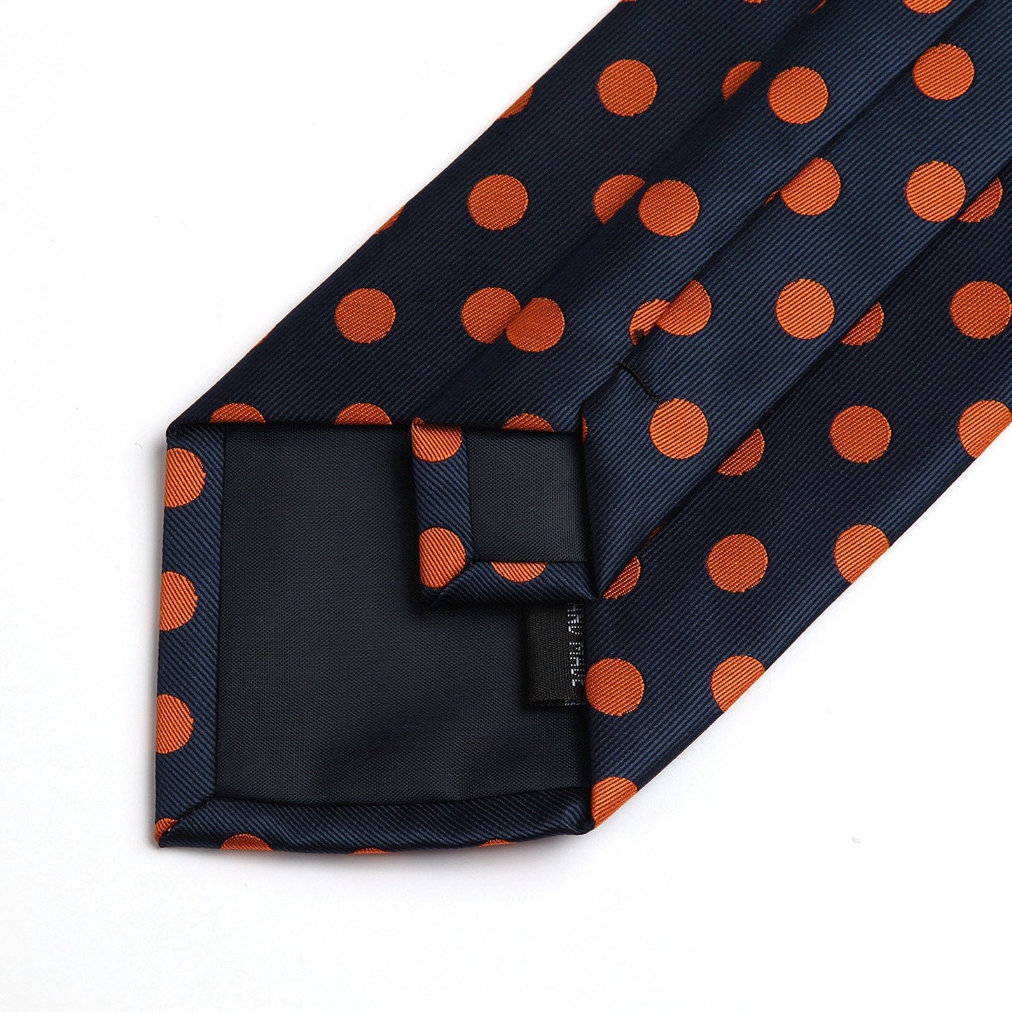 Hisdern Navy Blue Orange Polka Dot Print Tie Set For Formal Events