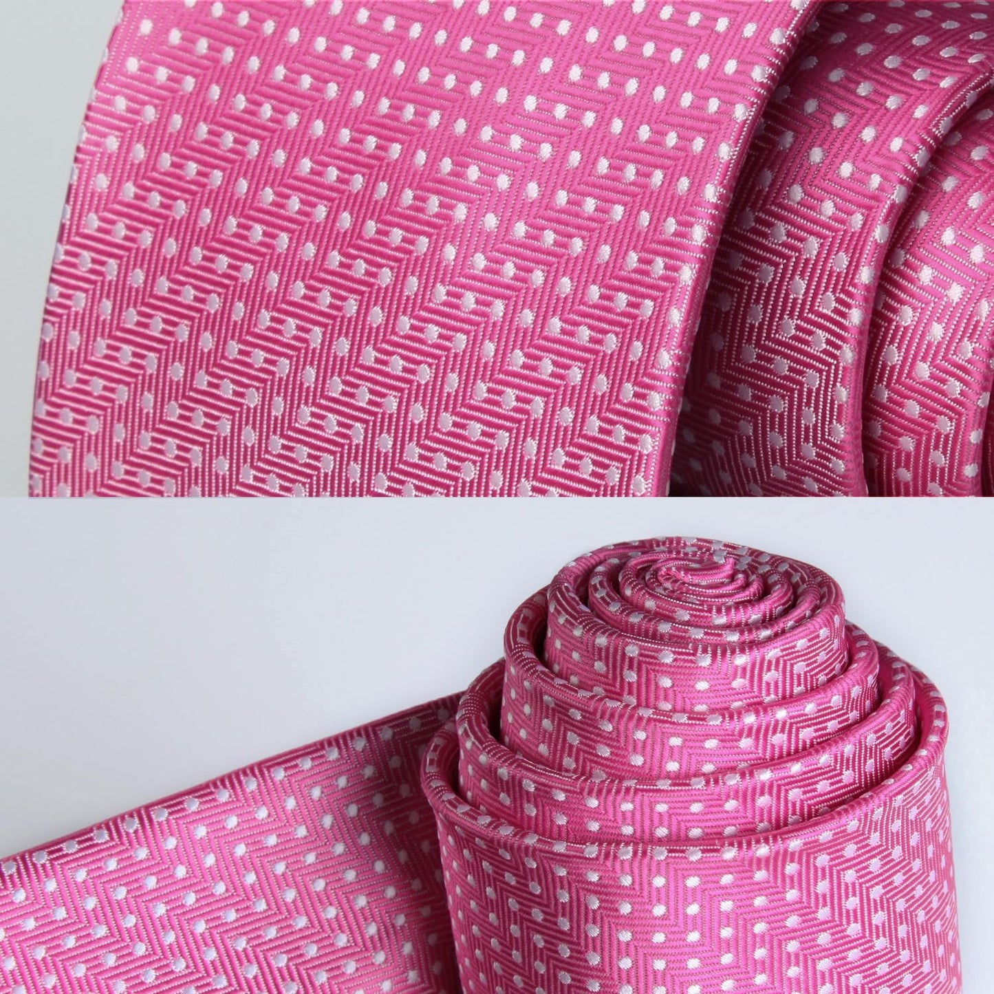 Hisdern Pink Polka Dot Tie Set For Groomsmen