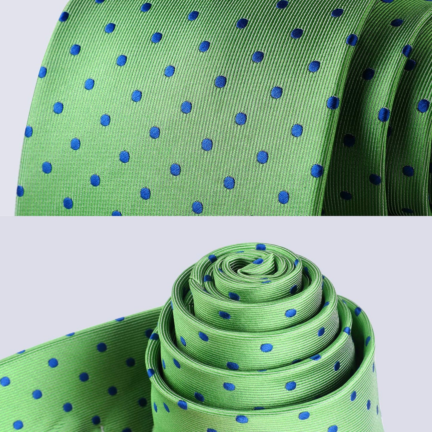 Hisdern Lawn Green Polka Dot Tie Set For Groomsmen