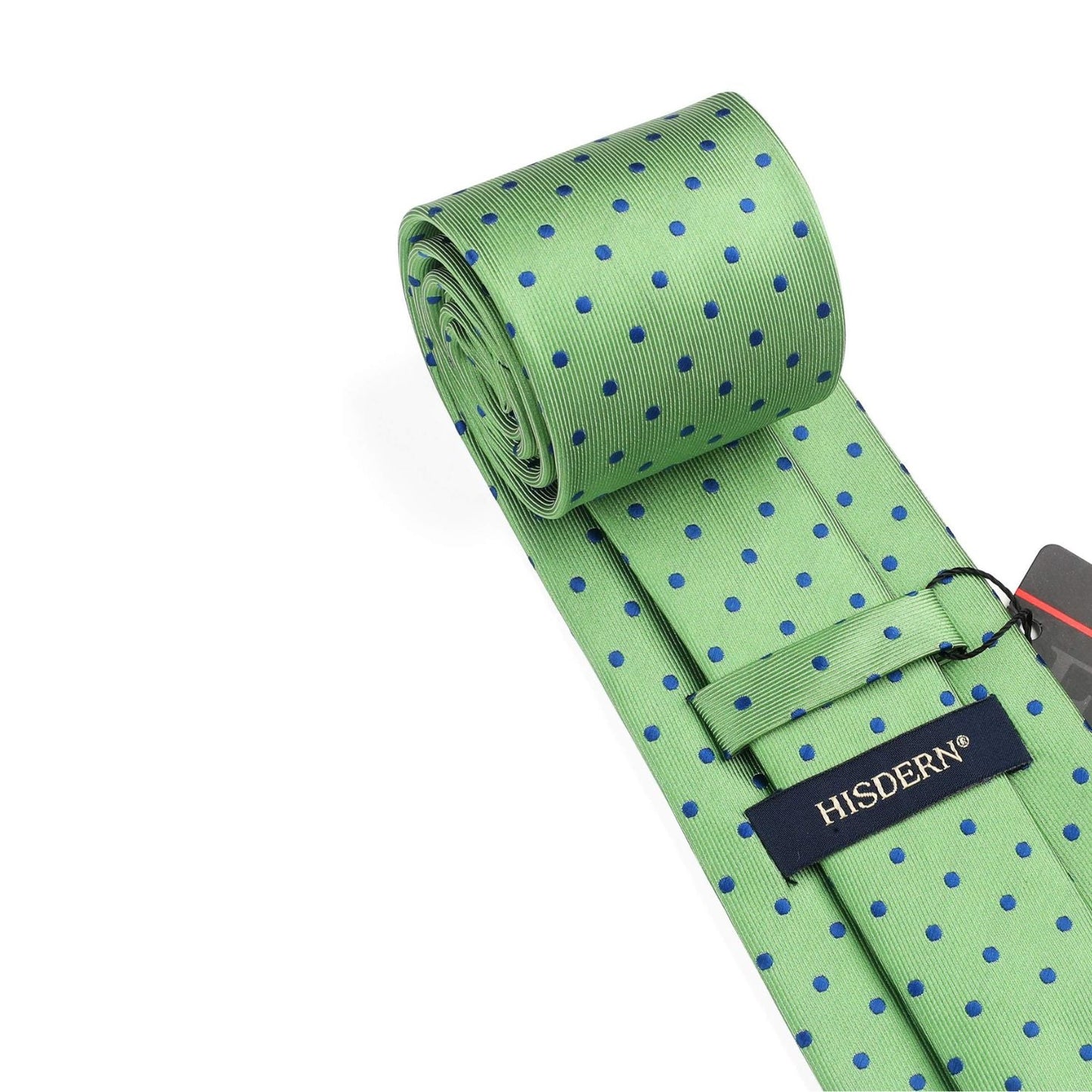 Hisdern Lawn Green Polka Dot Tie Set For Groomsmen