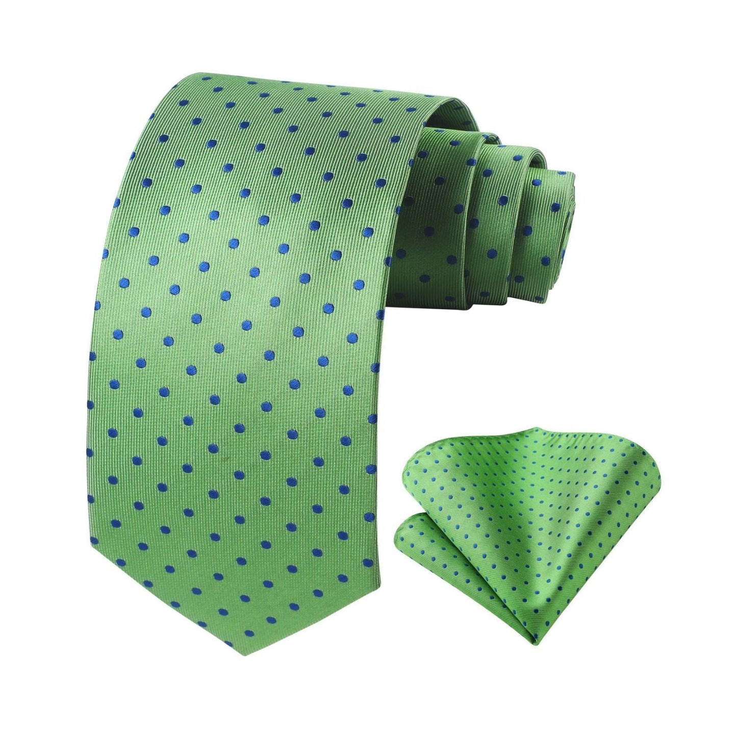 Hisdern Lawn Green Polka Dot Tie Set For Groomsmen