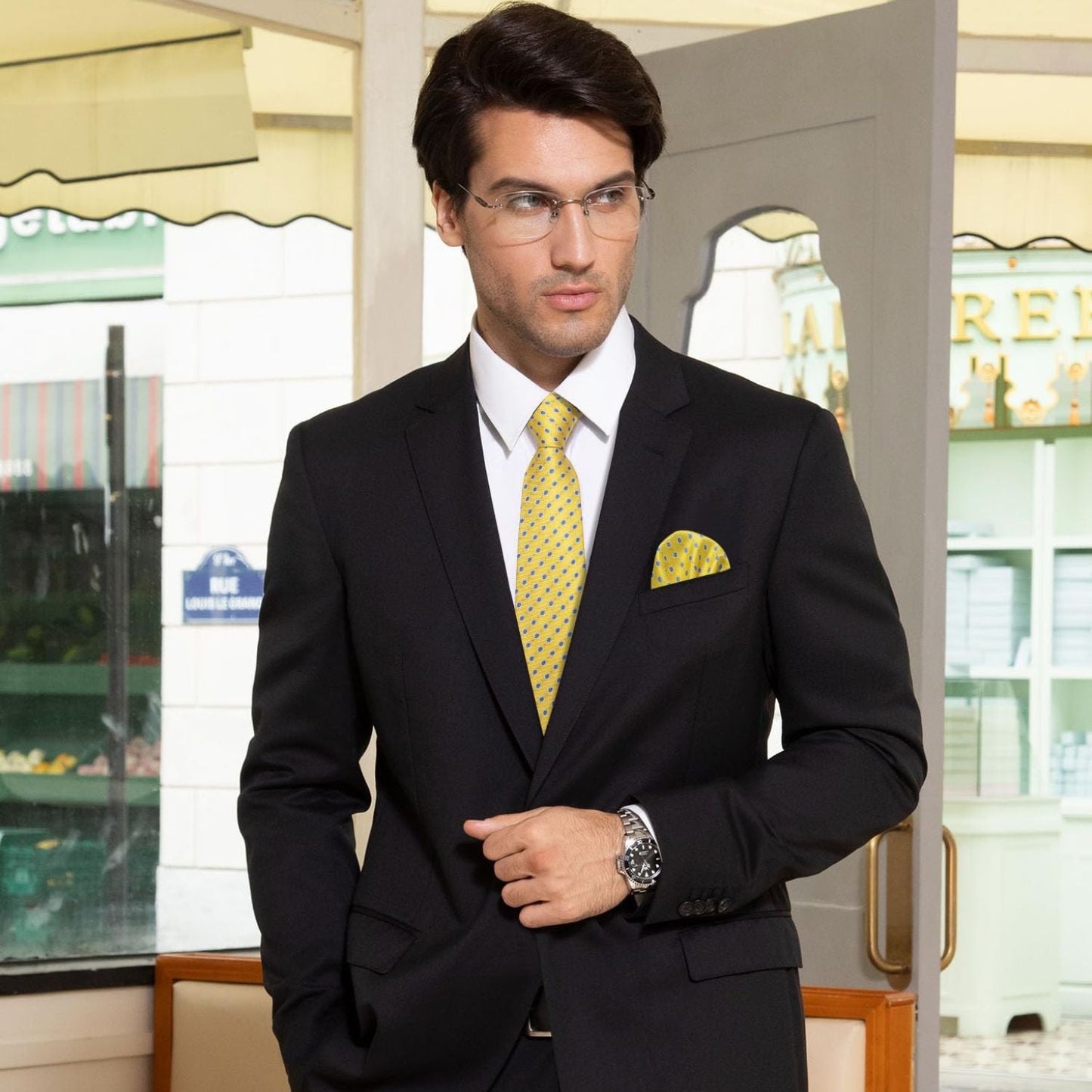Hisdern Yellow Floral Wedding Accessories Set