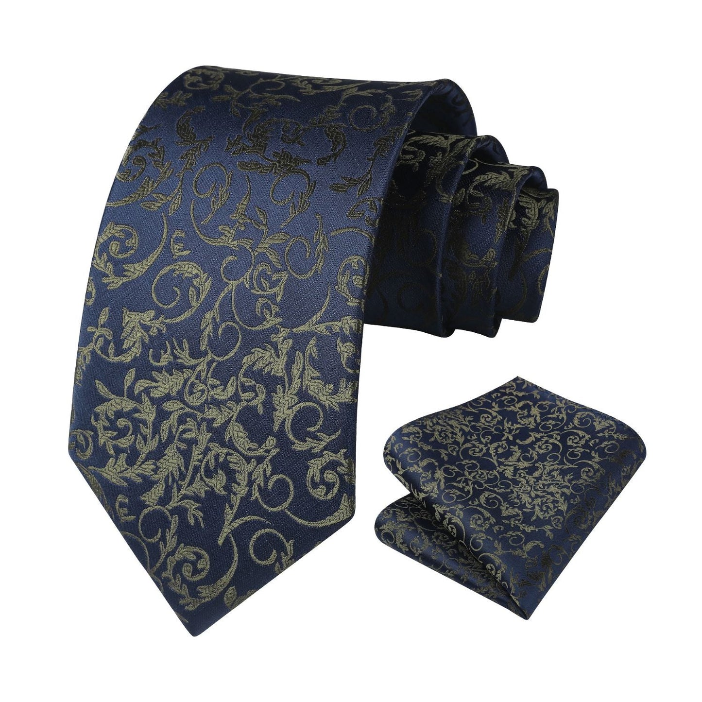 Hisdern Navy Blue Brown Floral Wedding Accessories Set