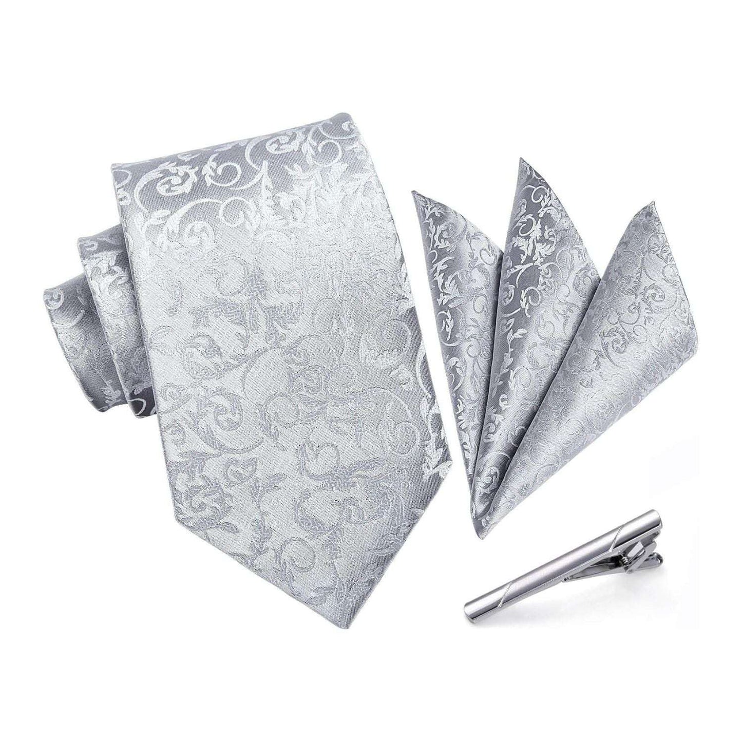 Hisdern Silver Floral Wedding Accessories Set With Clip